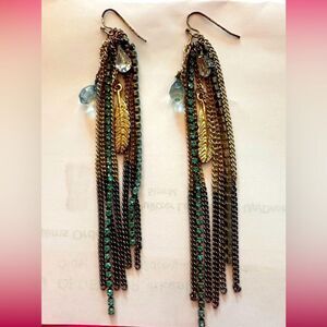 Bohemian Mixed Media Dangle Rhinestone Earrings